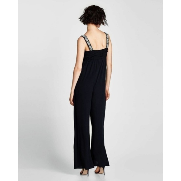 Zara Black Jewelled Strap Jumpsuit - Picture 2 of 7